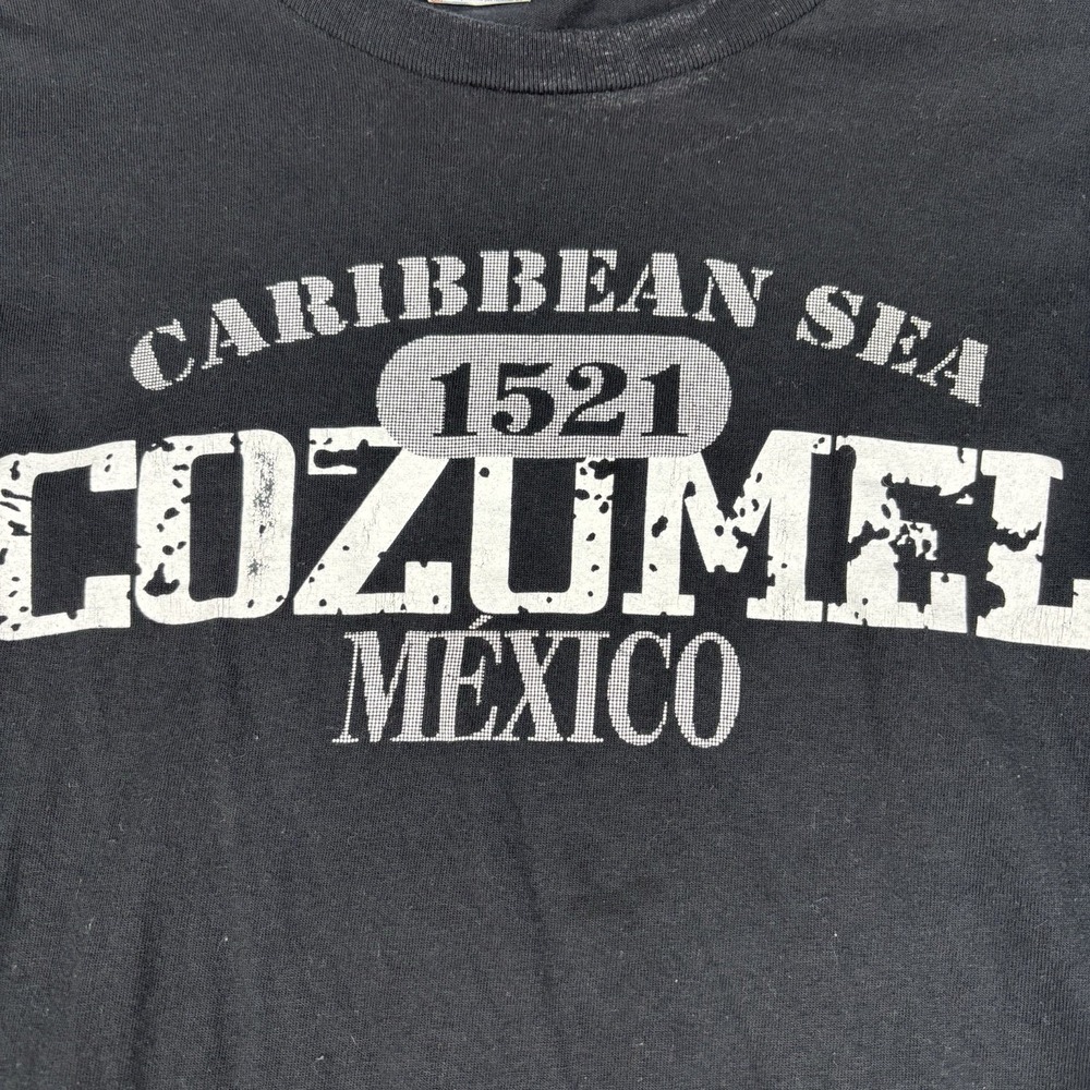 Cozumel Mexico Caribbean Sea 1521 Shirt Womens Large Black Graphic‎ Tee Vacation